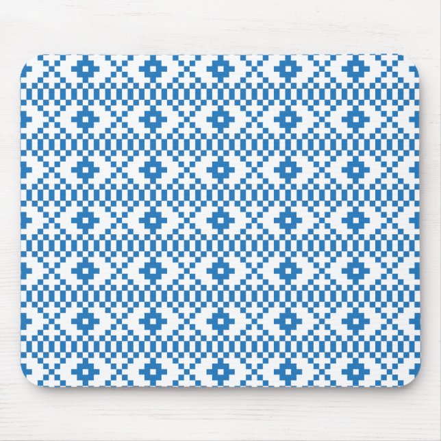 Mousepad Arte popular tribal e azul letã e branca (Frente)