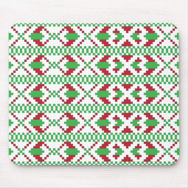 Mousepad Arte popular tribal e verde-letã vermelha (Frente)