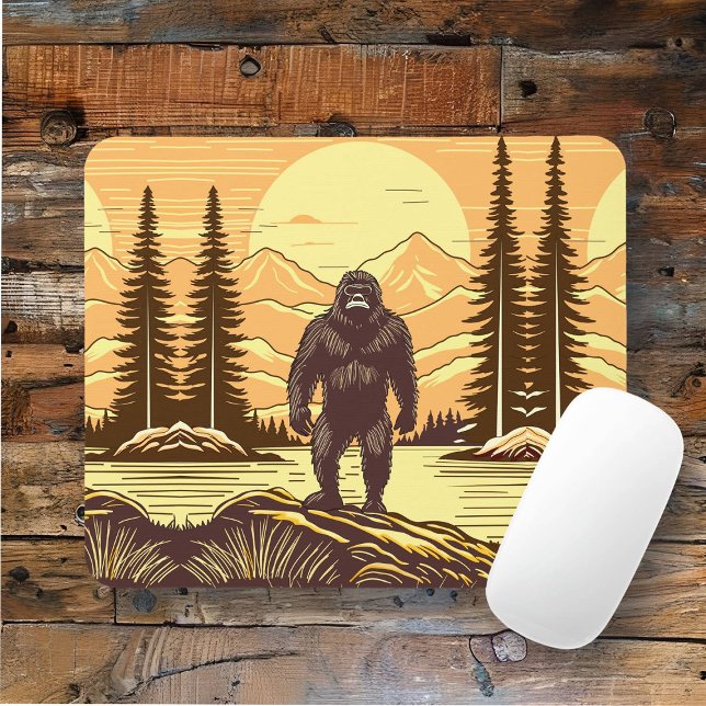 Mousepad Arte Retroativa Sasquatch Bigfoot (Criador carregado)