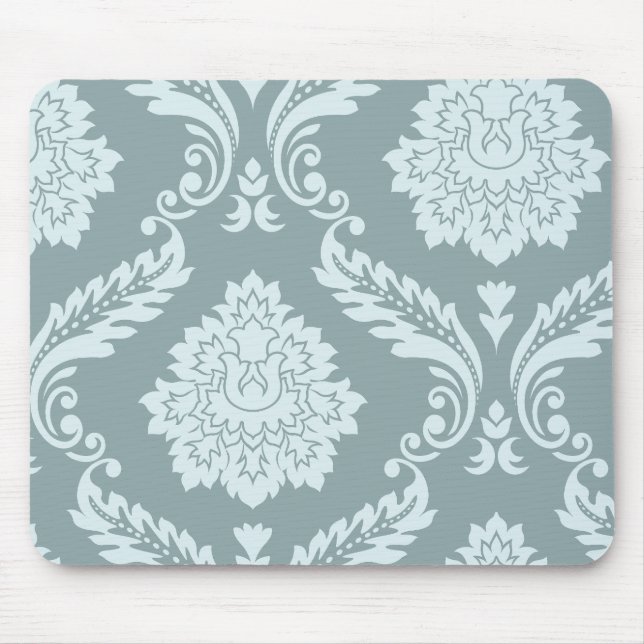 Mousepad Arte Rococó Damask I Azul Ovo de Pato+Turquesa (Frente)