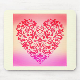 Mousepad Arte romântica do Coração Vermelho