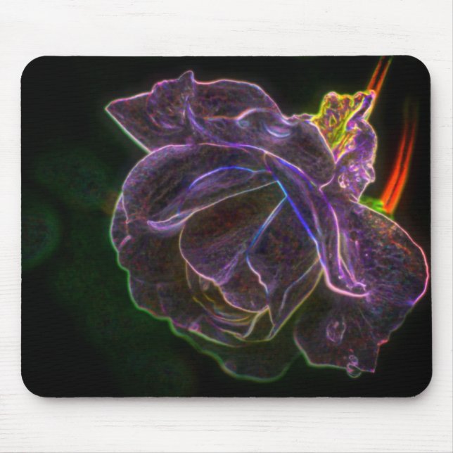 Mousepad Arte Rosa Abstrato de Flor Roxo (Frente)