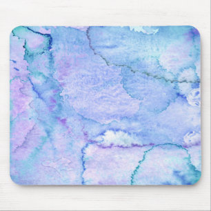 Mousepad Arte roxa e azul de "agosto" da aguarela