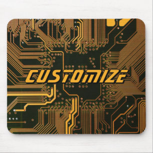 Mousepad Arte Tecnológica de Placa de Circuito PCB Laranja