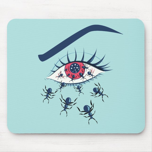 Mousepad Arte Terrível Rastreando Insetos Olhos (Frente)