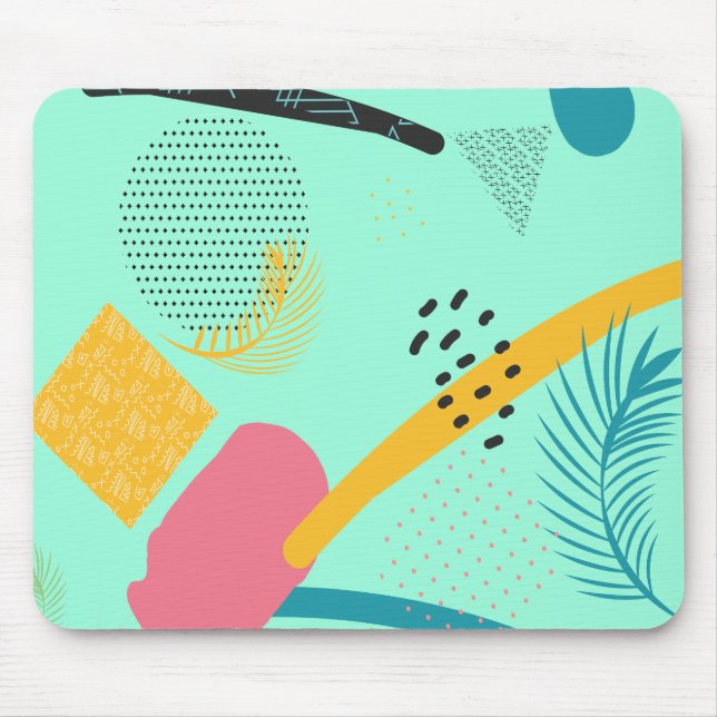 Mousepad Arte tropical Abstrato Aquamarine com proteção de  (Frente)