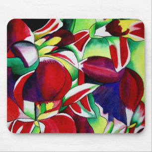 Mousepad Arte tropical carmesim da flor das orquídeas de
