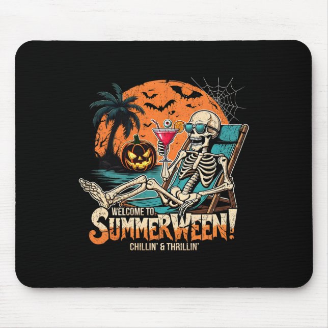 Mousepad Arte Tropical de Halloween de Skeleton Beach (Frente)