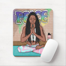 Mousepad Arte Urbana | Mulher Bonito que faz meditação