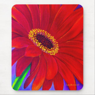 Mousepad Arte vermelha da pintura da flor de Gerber da