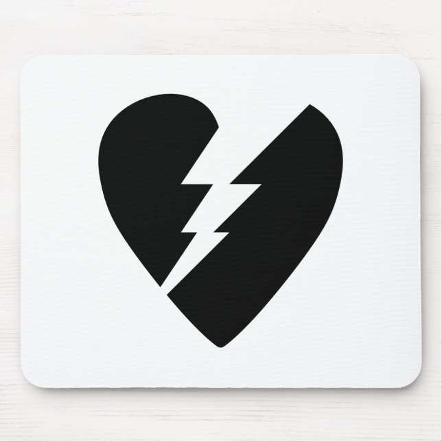 Mousepad Arte vetorial de coração partido a preto e branco (Frente)