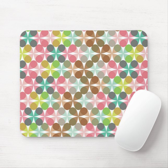 Mousepad Arte Vetorial de Padrão Pastéis Mod Retro Clover C (Com mouse)