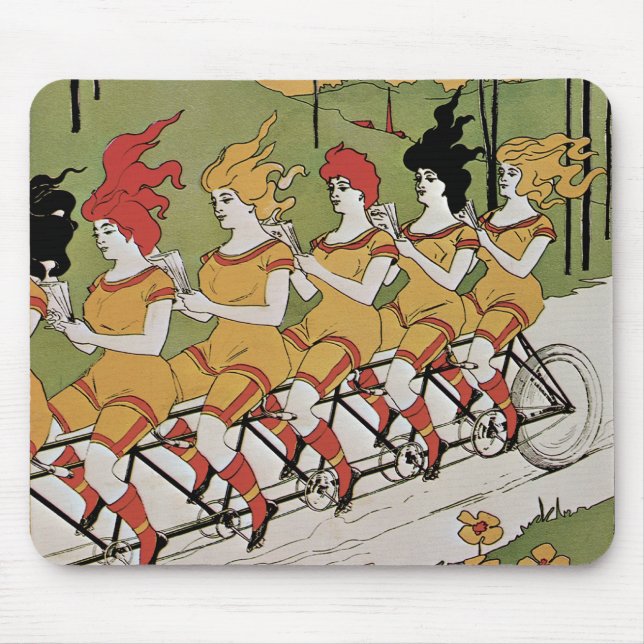 Mousepad Arte Vintage Art Nouveau, Bicicleta Tandem Rolamen (Frente)