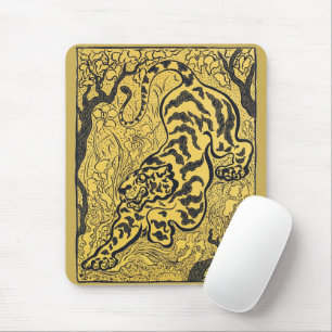 Mousepad Arte Vintage Paul Ranson Art Nouveau Amarelo Tigre