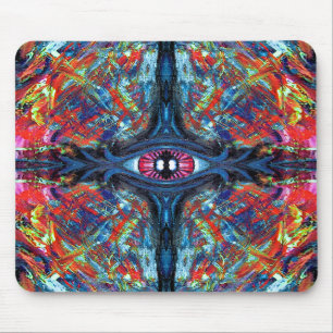 Mousepad Arte Visionária de Olho Trippy Azul Surreal