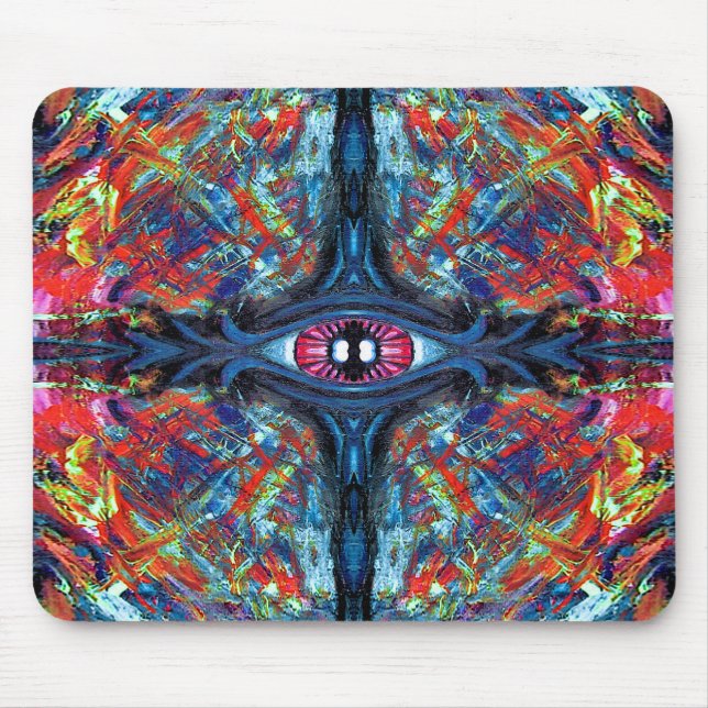 Mousepad Arte Visionária de Olho Trippy Azul Surreal (Frente)