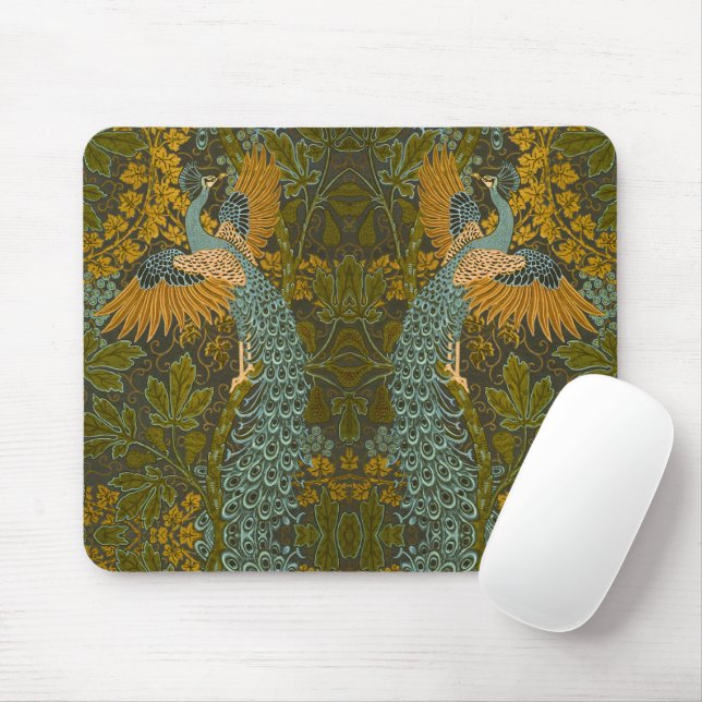 Mousepad Artes e Ofícios Walter Crane Padrão de Pavão (Com mouse)