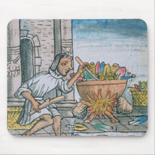 Mousepad Artesões astecas que tingem penas