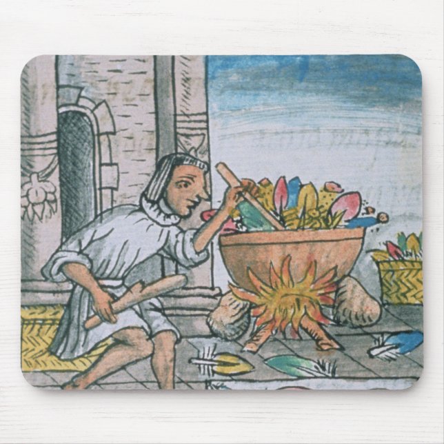 Mousepad Artesões astecas que tingem penas (Frente)
