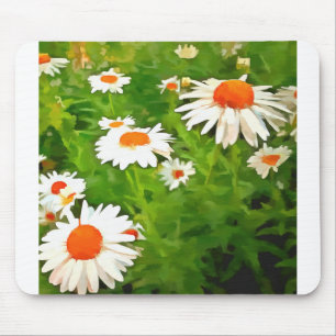 Mousepad Artista Brilhante Colorida White Garden Daisies v4