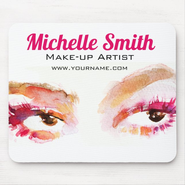 Mousepad Artista de maquiagem de castanho-rosado-rosado (Frente)