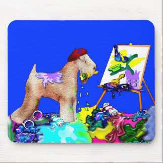 Mousepad Artista de Roda Terrier (Blue Bkgd)