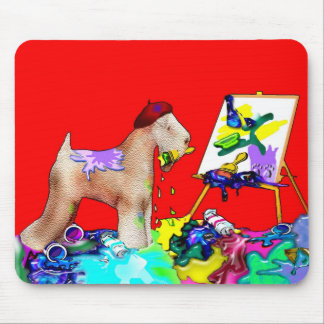 Mousepad Artista de Roda Terrier (Red Bkgd)