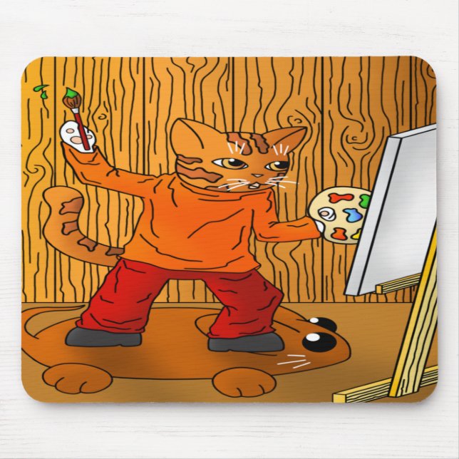 Mousepad Artista Painter Cat (Frente)
