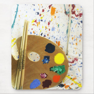 Mousepad Artistas Pintam Splatter e Paleta de Pintura