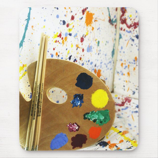 Mousepad Artistas Pintam Splatter e Paleta de Pintura (Frente)
