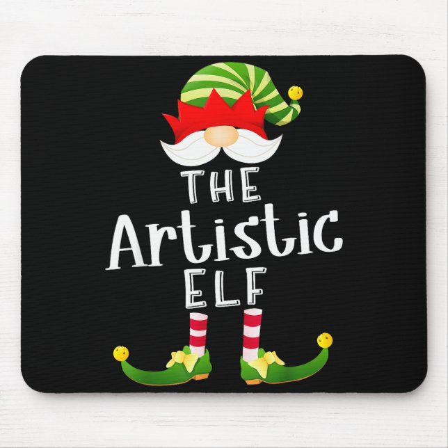 Mousepad Artistic Elf Group Christmas Funny Pajama Party  (Frente)