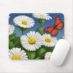 Mousepad Artsy Divertimento Daisies E Borboletas
