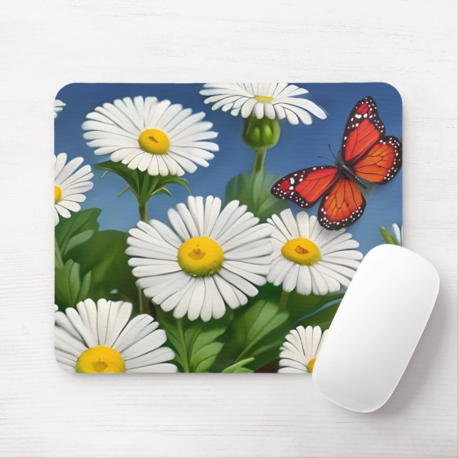 Mousepad Artsy Divertimento Daisies E Borboletas (Com mouse)