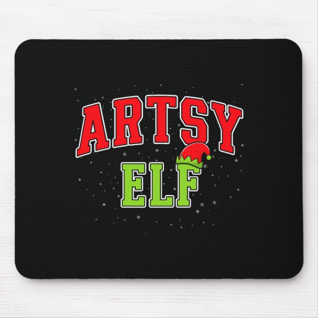 Mousepad Artsy Elf Christmas Family Matching Group Xmas Act (Frente)