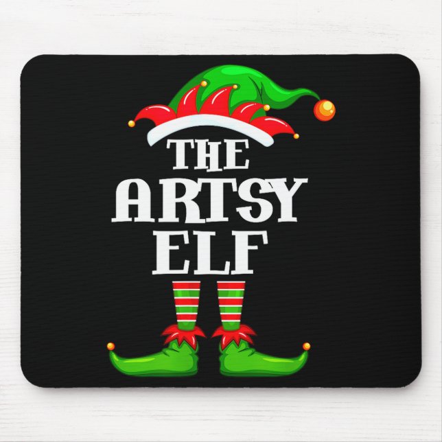 Mousepad Artsy Elf Matching Family Group Christmas Party Py (Frente)