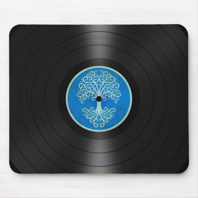 Mousepad Árvore azul do gráfico do álbum gravado de vinil (Frente)