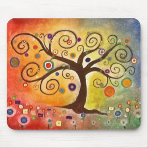 Mousepad Árvore belamente colorida de belas artes da vida