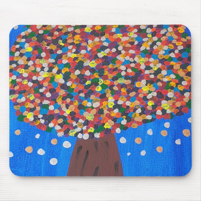 Mousepad Árvore colorida abstrato (Frente)