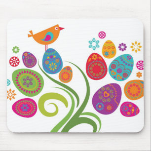 Mousepad Árvore da páscoa com ovos e as flores coloridos