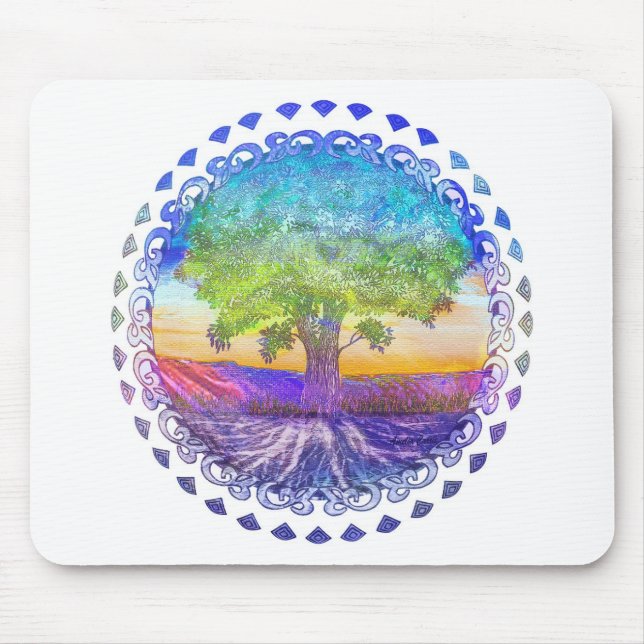Mousepad Árvore da paz, do amor & do equilíbrio da vida (Frente)