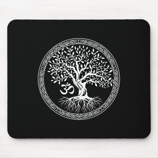 Mousepad Árvore Da Vida Com Símbolo Om Yoga Zen Meditação S (Frente)