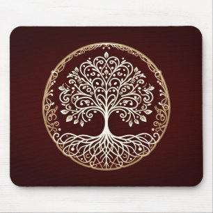 Mousepad Árvore da Vida Rústica Vermelho Escuro Celta