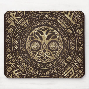 Mousepad Árvore da vida - Yggdrasil com Trinity Knot