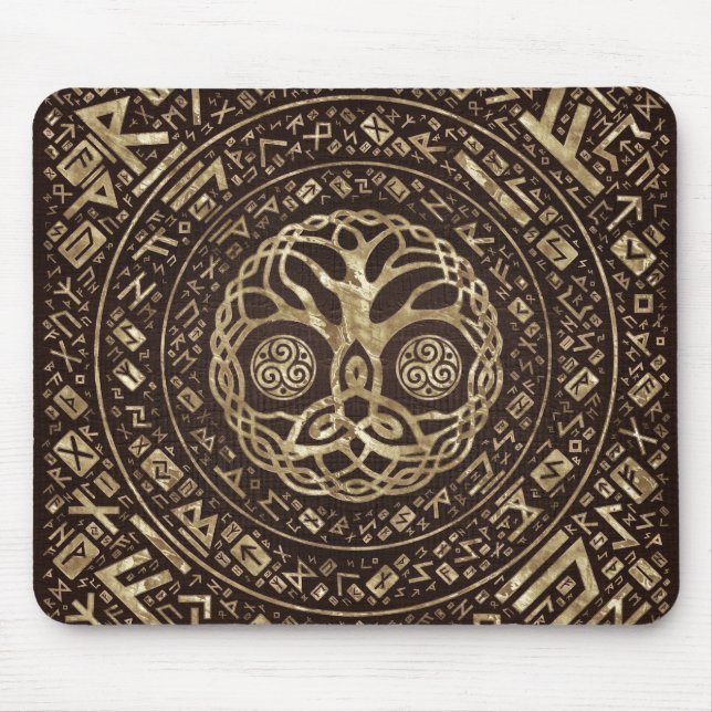 Mousepad Árvore da vida - Yggdrasil com Trinity Knot (Frente)
