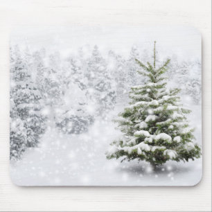 Mousepad Árvore de abeto na neve grossa