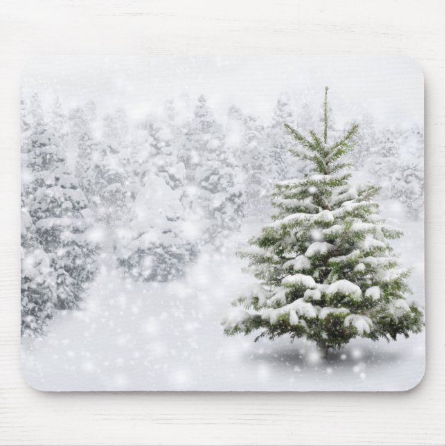 Mousepad Árvore de abeto na neve grossa (Frente)