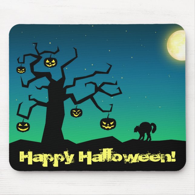 Mousepad Árvore de Abóbora de Halloween Assustadora - Mouse (Frente)