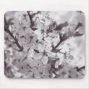 Mousepad Árvore de cereja azeda, preta e branca