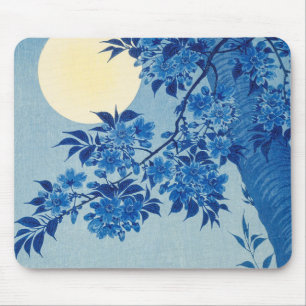 Mousepad Árvore de Cerejeira Noturna Azul Japonesa