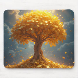Mousepad árvore de dinheiro dourado moedas de ouro